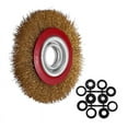 thumbnail image 1 of Rueda de cepillo de alambre para pulidora de banco + anillos adaptadores reductores, 6 pulgadas, 150 mm, 1 of 8
