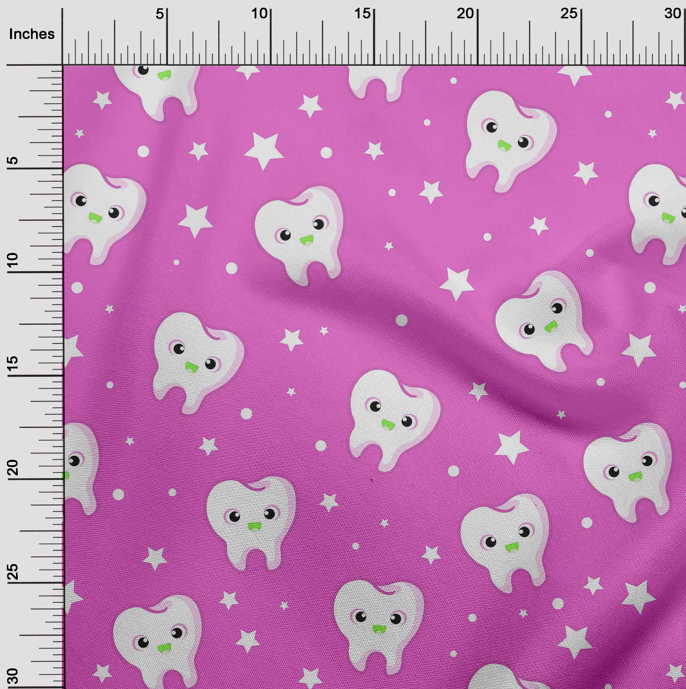 oneOone Cotton Cambric Light Pink Fabric Teeth Sewing Fabric By The Yard Printed Diy Clothing Sewing Supplies 42 Inch Wide