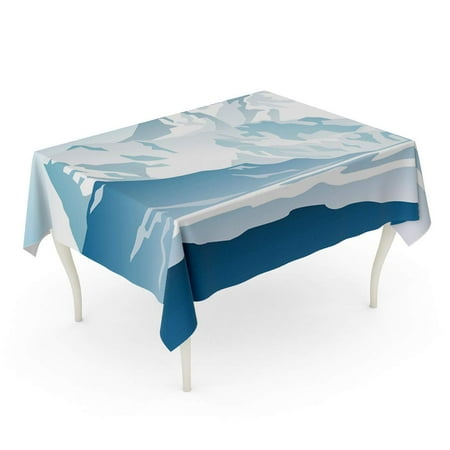 

SIDONKU Snow Blue Mountains and Glacier Gradient Summit Ice Alps Tablecloth Table Desk Cover Home Party Decor 52x70 inch