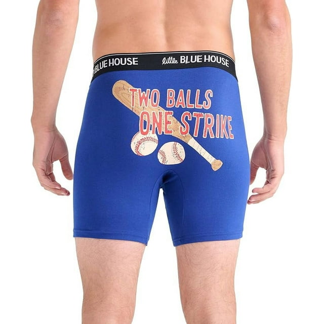 Little Blue House Men's Funny Boxer Briefs, Two Balls, Medium