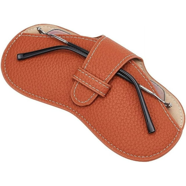 Estuche de cuero sintético para gafas de sol, funda protectora portátil y delgada de piel sintética para gafas, organizador de gafas