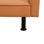 Aukfa 78 Square Arm Futon Sofa Bed Upholstered 3 Seat Couch for Home Office, Flannel, Orange