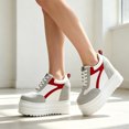 thumbnail image 4 of Hidden Wedge Heel, Womens Platform Sneakers, Hidden Wedge Heel Lace Up Shoes with Ultra High Thick Sole, Comfortable Fashion Walking Footwear for Daily Wear, Trendy Shoes for Women, 4 of 4