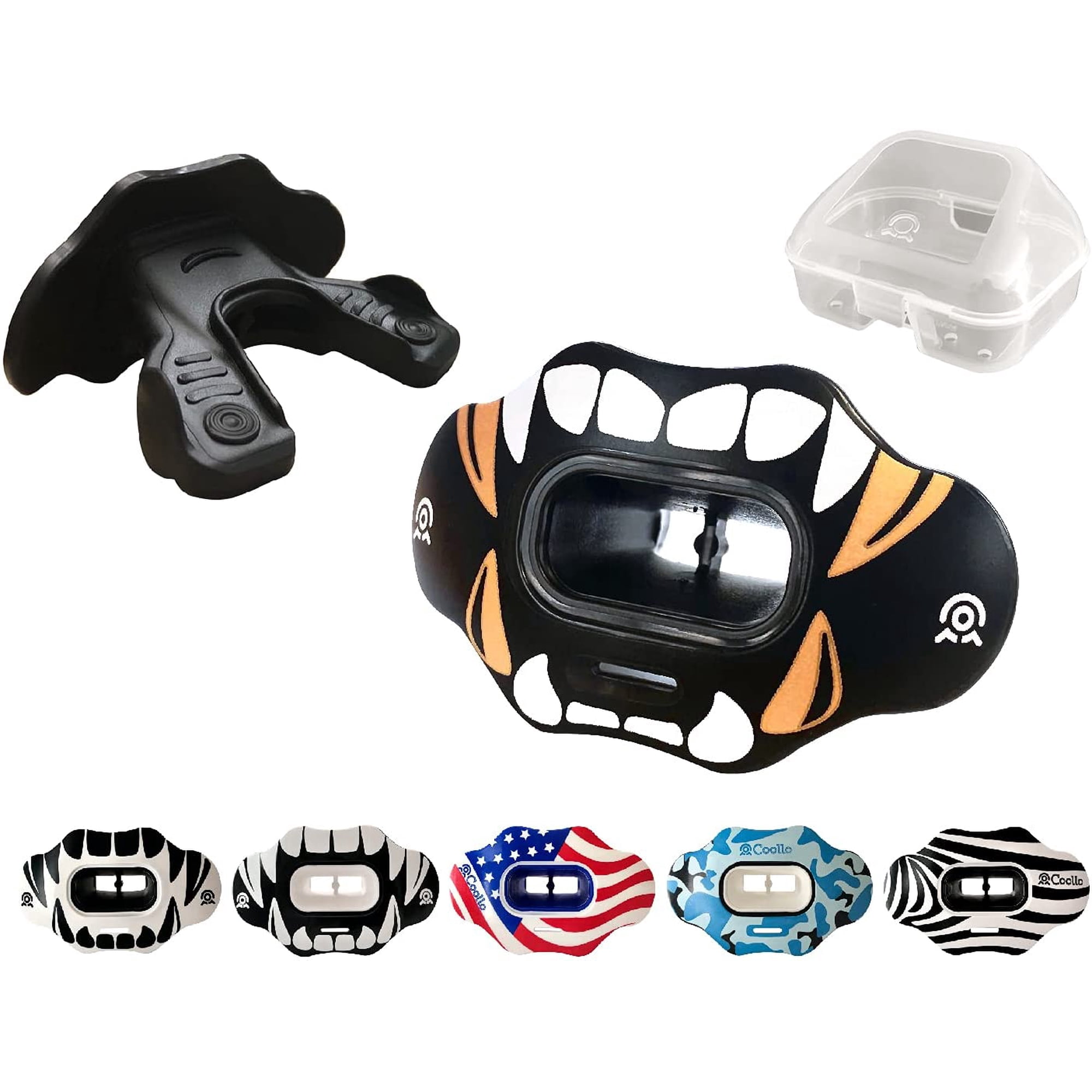Coollo Protection Moldable Adults Sport Mouth Guard Lip Guard Convertible Strap, Golden White