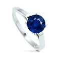 thumbnail image 2 of Limited Time Super Sale: Real Round Blue Sapphire Solitaire Engagement Ring in 10k White Gold for Women on Sale, 2 of 2