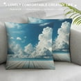 thumbnail image 3 of Orinice Throw Pillow Cover Blue White Wooden Floor Perspective and Cloudy Sky Gray  Pillowcase Home Decorative Square Pillow Case Cushion Cover White, 3 of 5