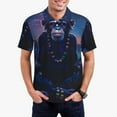 thumbnail image 2 of Salouo Starry Sky Meditating Chimpanzees for Men's Short Sleeve Polo Shirts,Polo Shirts for Men Performance Short Sleeve Golf Shirt Athletic Casual Collared T-Shirt-X-Large, 2 of 8