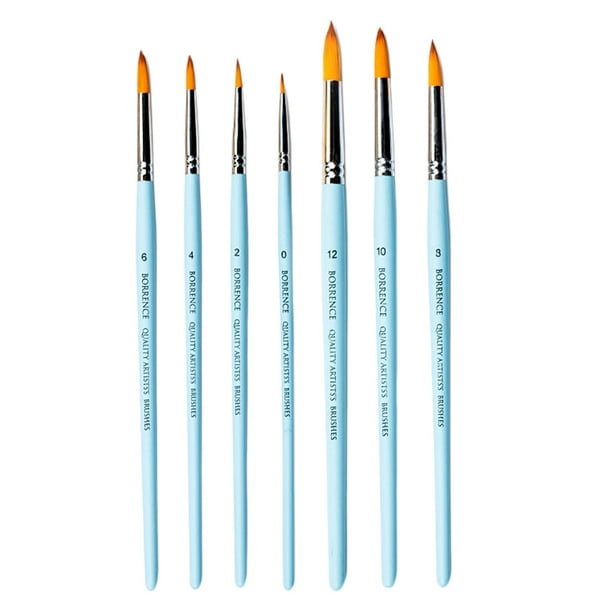 Juego de 7 pinceles profesionales para pintar acrílico, óleo y acuarela. Azul