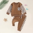 thumbnail image 2 of TOWED22 Baby Toddler Boys Outfits Set 2Pcs Long Sleeve Cute Print Graphic Round Neck Sweatshirt Top Sweatpants Casual Fall Winter Clothes(Brown,18-24 M), 2 of 5
