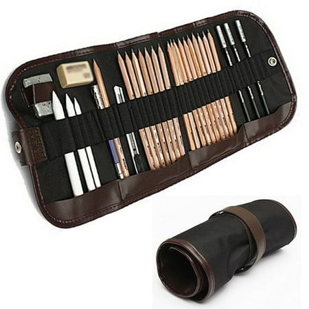 Pencil Charcoal Drawings - Girl12Queen 29 Pcs Sketching Pencil Set Charcoal Extender Eraser Cutter Drawing Suit Art Kit