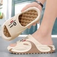 thumbnail image 2 of Rokment Women's Men's Cushioned Thick Sole Slides Acupressure Massage Slippers Non Slip Quick Drying Bathroom Sandals for Plantar Fasciitis Beige Size 6, 2 of 5