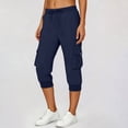 thumbnail image 3 of cocolona Womens Summer Casual Drying Cargo Capri Pants Elastic Waist Drawstring Outdoor Hiking Cropped Joggers with Pockets, 3 of 5