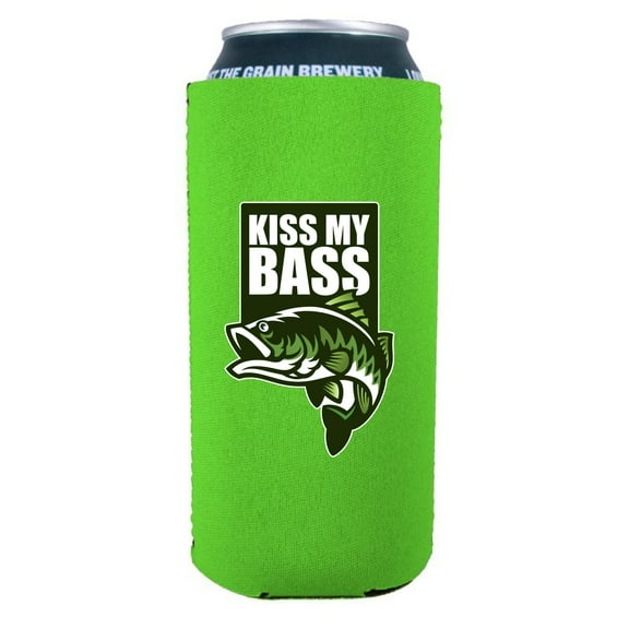 Kiss My Bass 16 oz. Can Coolie (Neon Green)