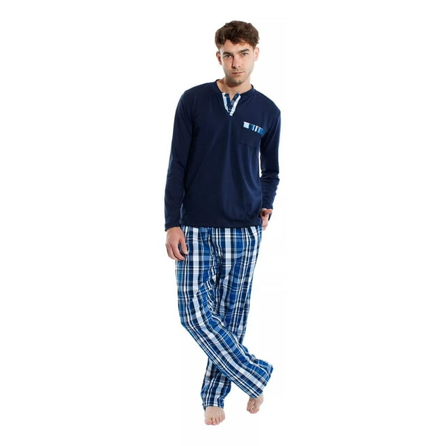 Pijama Hombre Playera Tejido De Punto ALG. Pantalon Popelina