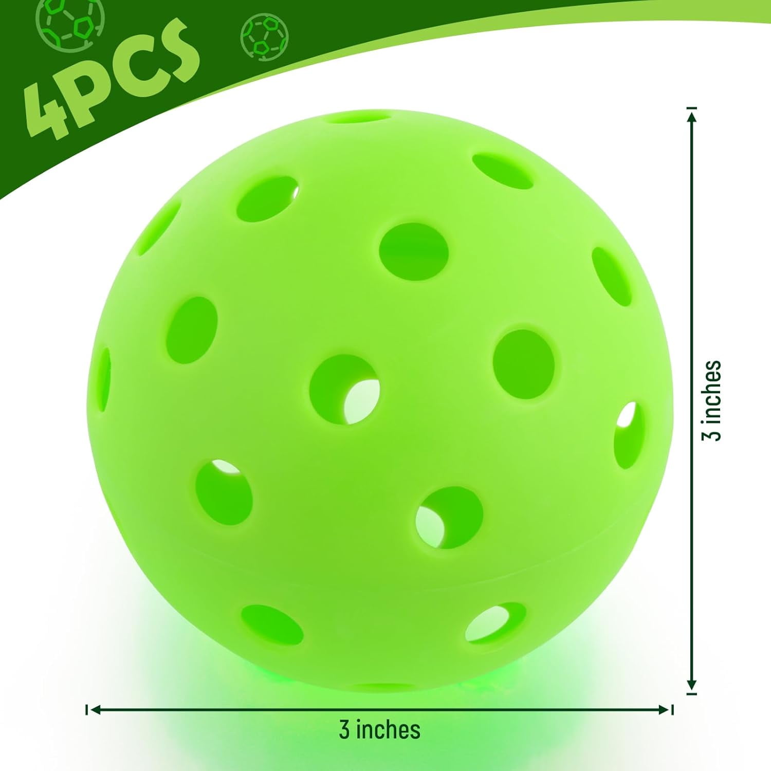 Glow in The Dark Pickleballs Light up Pickleball Balls Indoor Outdoor Pickleballs Usapa Approved, Pickle Balls 4 Pack Sports Equipment Gifts for Pickleball Lovers