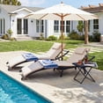 thumbnail image 2 of Homall 3 Pieces Patio Chaise Lounge Chair Sets Outdoor Beach Pool PE Rattan Reclining Chair with Folding Table and Cushion, Beige, 2 of 7
