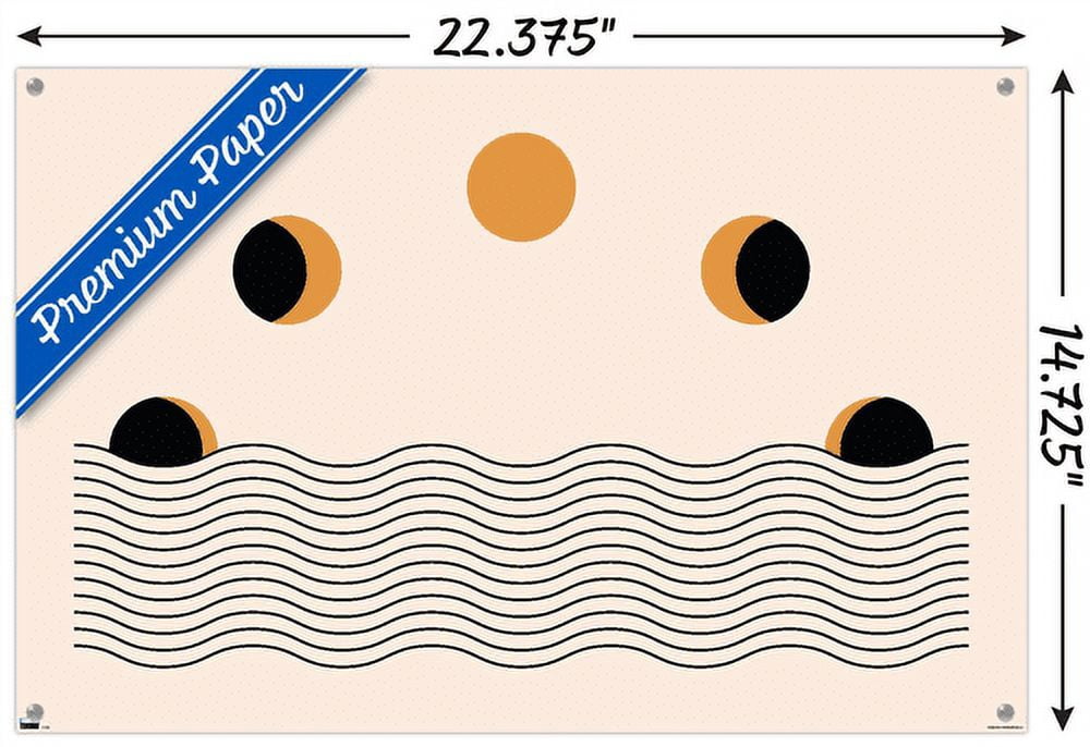 Abstract Moon Phases Wall Poster with Pushpins, 14.725" x 22.375"