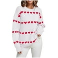 thumbnail image 3 of WRKEKC Women's Heart Print Knit Pullover Sweater Casual Crew Neck Long Sleeve Valentine Fall Tops Cozy Womens Sweater Romantic, 3 of 10