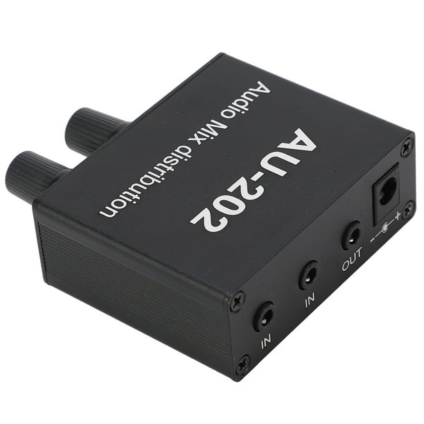 Mini Mezclador De Distribución De Audio, Distribuidor De Lupa Estéreo 2 En 2 Salidas Con Adaptador De Corriente Para Computadora De Teléfono DVD CD MP3
