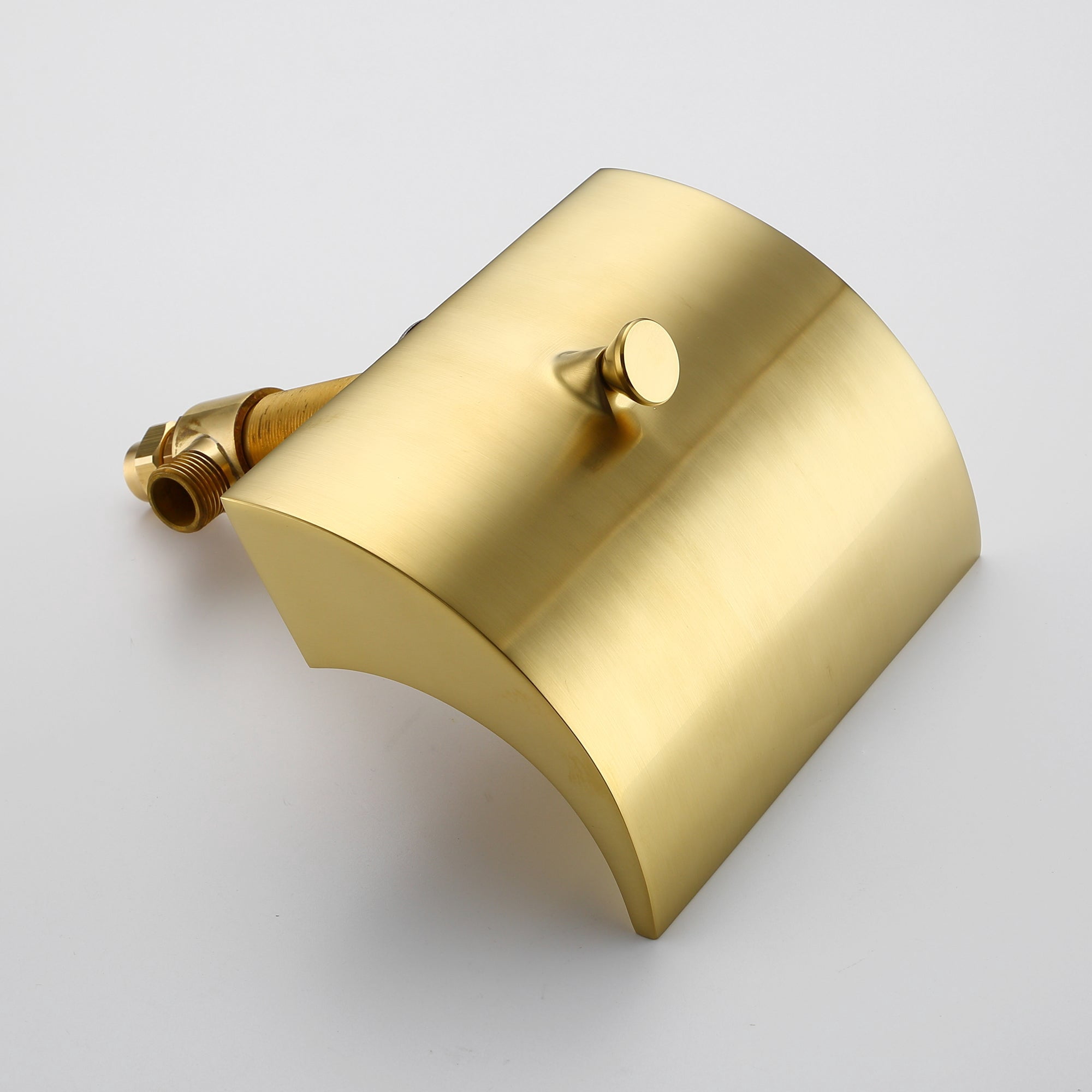 Deck Mount Diverter Tub Faucet,High Flow Waterfall Tub Spout with Hand Shower Brushed Gold Finish