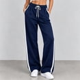 thumbnail image 5 of Ruohan Women's Wide Leg Sweatpants, High Waist Drawstring Track Pants with Pockets, Side Stripe, 5 of 8