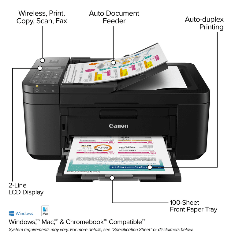 Canon PIXMA TR4722 All-in-One Wireless InkJet Printer with ADF, Mobile  Print and Fax 