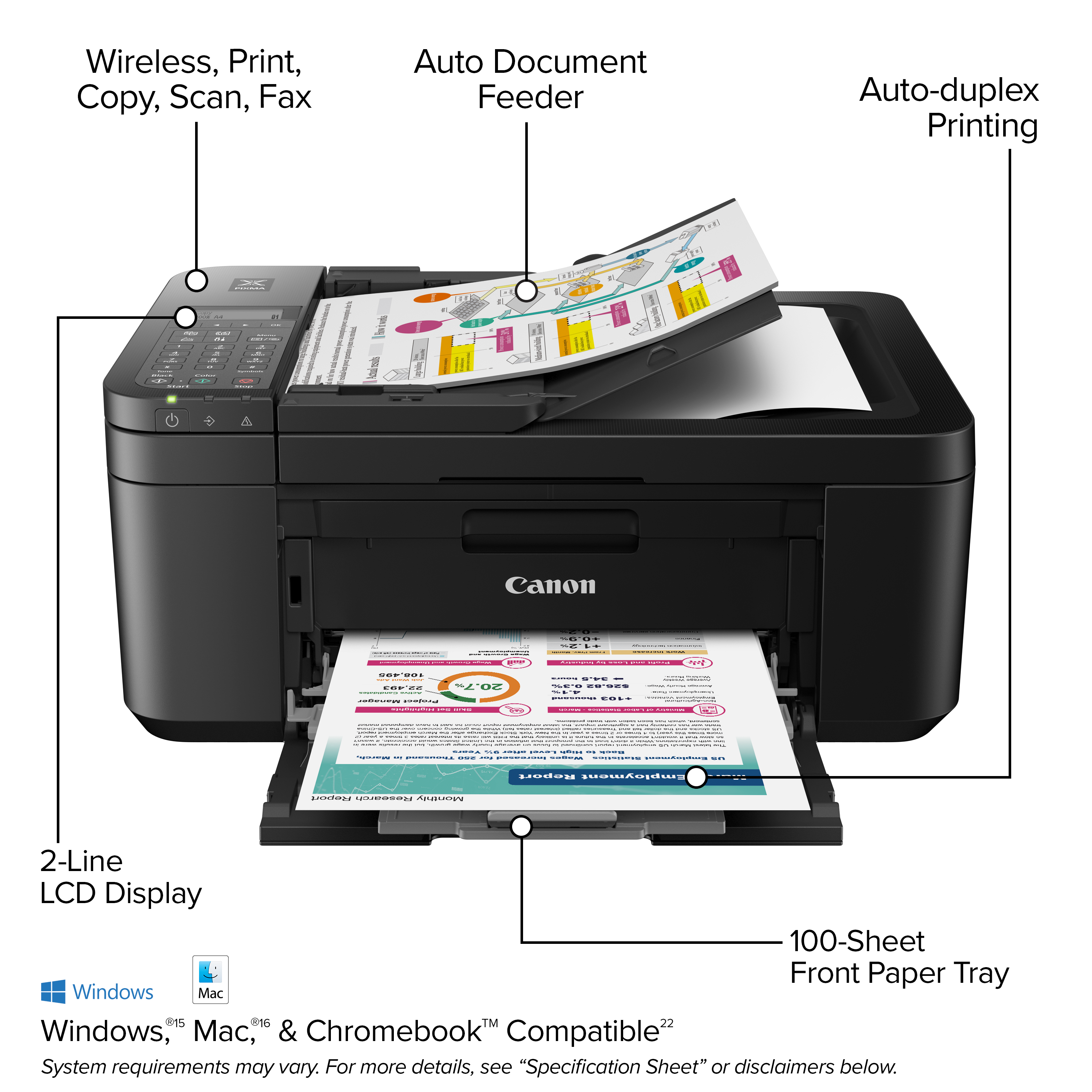 Canon PIXMA TR4722 All-in-One Wireless InkJet Printer with ADF, Mobile Print and Fax - image 2 of 9