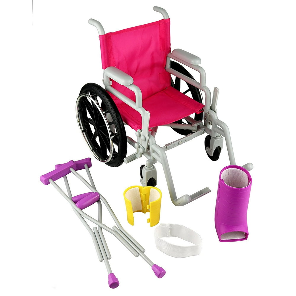 Click n' Play Doll Wheelchair and Crutches Set, Perfect For 18 inch