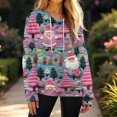 thumbnail image 4 of Women's Fashion Casual Christmas Print Pullover Long-Sleeve Hooded Sweatshirt, Festive Fall Winter Wear with Soft Fabric and Holiday Theme for Cozy Comfort,Hot Pink,M, 4 of 5
