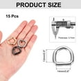 thumbnail image 2 of Uxcell 15Pcs 0.6 x 0.5 Inch Metal D Rings, Silver Welded Rings Buckles, Solid Hardware Bags Rings for Purse, Dog Collars, 2 of 5