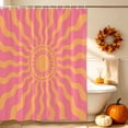 thumbnail image 3 of Boho Sun Shower Curtain, Waterproof Shower Curtains for Bathroom, Vintage Abstract Minimalist Sunshine Lines Pink Washable Fabric Bathtub Curtain Set Bath Decor with 12 Hooks 72"x78", 3 of 8