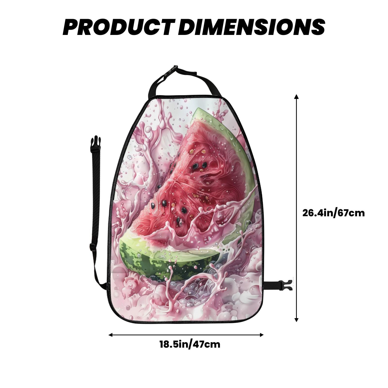 Kdxio Watermelon Splash Realism Art Print 2 Pack Car Kick Mat Seat Cover Back Protector Mat with Pockets for Organizer Backseat Protector and Storage Anti Kick Pad for Vehicles