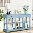 thumbnail image 3 of Ktaxon Modern Console Table with 3 Drawers and 3 Storage Shelves, 58" Sofa Table Narrow Long Entryway Table for Living Room, Hallway, Foyer, Kitchen, Office, Blue, 3 of 15