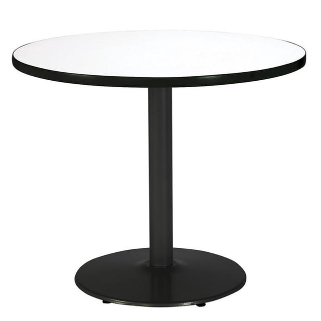 Pemberly Row Table de Salle de Repos Ronde de 42 Pouces avec Dessus en Lin Net, Base Ronde Noire