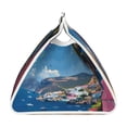 thumbnail image 3 of Lsque Colorful Mediterranean Village Printed Long Tissue Box Cover Holder, Facial Paper Organizer Dispenser,Triangle with Bottom Belt, PVC Leather Decorative Organizer, 3 of 9