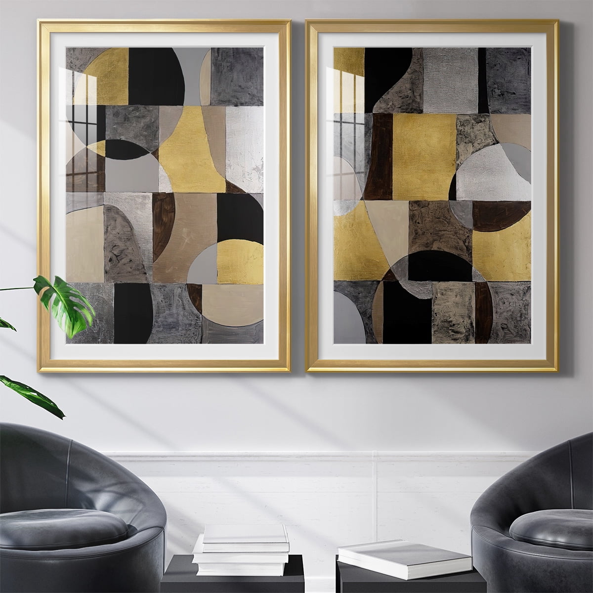 Wexford Home Neutral Framework I Premium Framed Print, 26.5" x 36.5" - Ready to Hang, Gold (Set of 2)