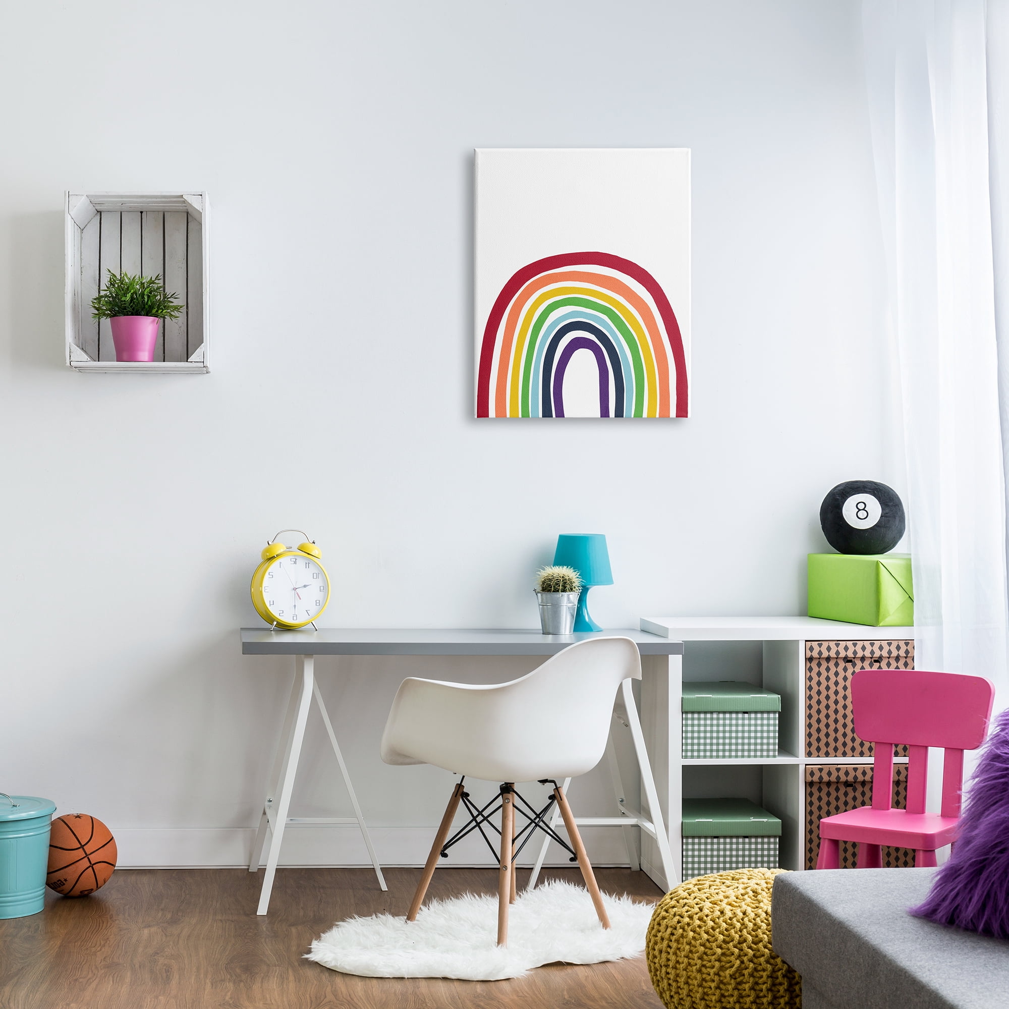 Stupell Industries Whimsical Asymmetrical Rainbow Stripes Modern Kids Design Graphic Art Gallery Wrapped Canvas Print Wall Art, Design by Bronwyn Baker