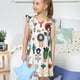 thumbnail image 4 of Fotbe Alpaca Flower Vestido de Dormir para Niñas de 3 a 10 Años, Mangas Cortas, Estilo Princesa, Pijama Camisón con Mangas Voladas-X-Large, 4 of 6