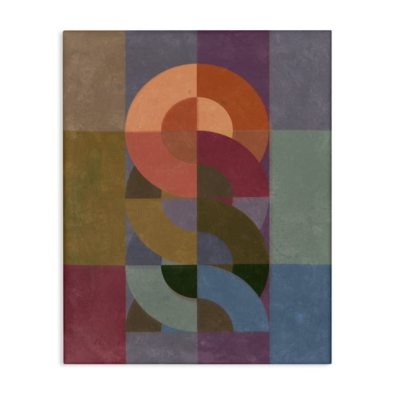 Stupell Industries Retro Interlocking Circles Abstract Painting Wrapped Canvas Art Print Wall Art, 16 x 20