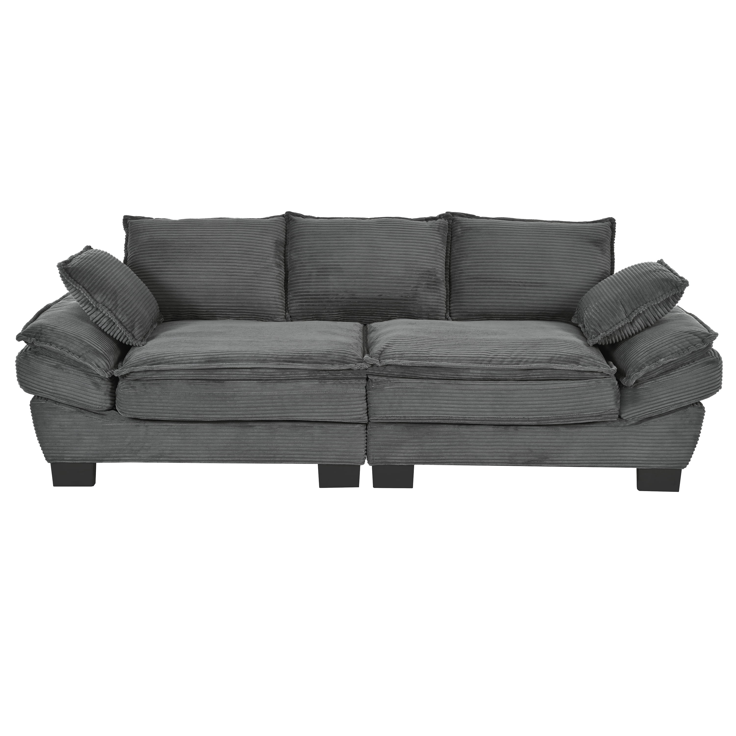 Euroco Modern Corduroy Fabric Sofa with Soft Cushions and Wooden Frame, Tool-Free Assembly, Zippered Armrests – Comfortable and Durable Couch for Living Room or Apartment