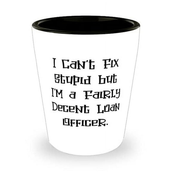 I Can't Fix Stupid but I'm a Fairly Decent Loan. Shot Glass, Loan officer Present From Team Leader, Inappropriate Ceramic Cup For Colleagues