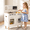 Beige, variant on Arlopu Kids Play Kitchen, Ultimate Interactive Wooden Kitchen Playset with Chalkboard, Sink, Water Dispenser, 6 Pcs Cookware & Knob Sounds