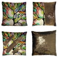 thumbnail image 1 of Funda de almohada ABPHQTO Árbol de la vida Lentejuelas de sirena Reversible 45x45 cm, 1 of 2
