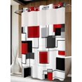 thumbnail image 4 of Red Grey Black No Hook Shower Curtain Waterproof, Bathroom Curtains with Snap in Liners and See Through Top Window, Irregular Geometric Modern Abstract Hotel Style Bathtub Curtains Shower 60"Wx72"L, 4 of 8