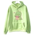 thumbnail image 2 of Sudadera con capucha de dinosaurio de té Boba de dibujos animados, ropa linda de manga, sudaderas para mujer y hombre, sudaderas de invierno de polar con bolsillo, suéteres de cuello redondo, 2 of 5