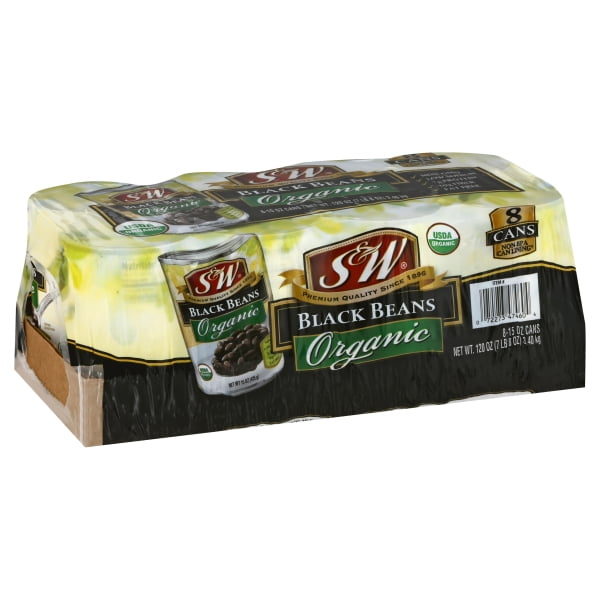 S&W Organic Black Beans, 15 oz, 8count