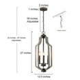 thumbnail image 2 of LNC Farmhouse 3-Light Wood Drum Pendant Chandelier Light with Adjustable Chain,Bronze&Distressed Wood, 2 of 11