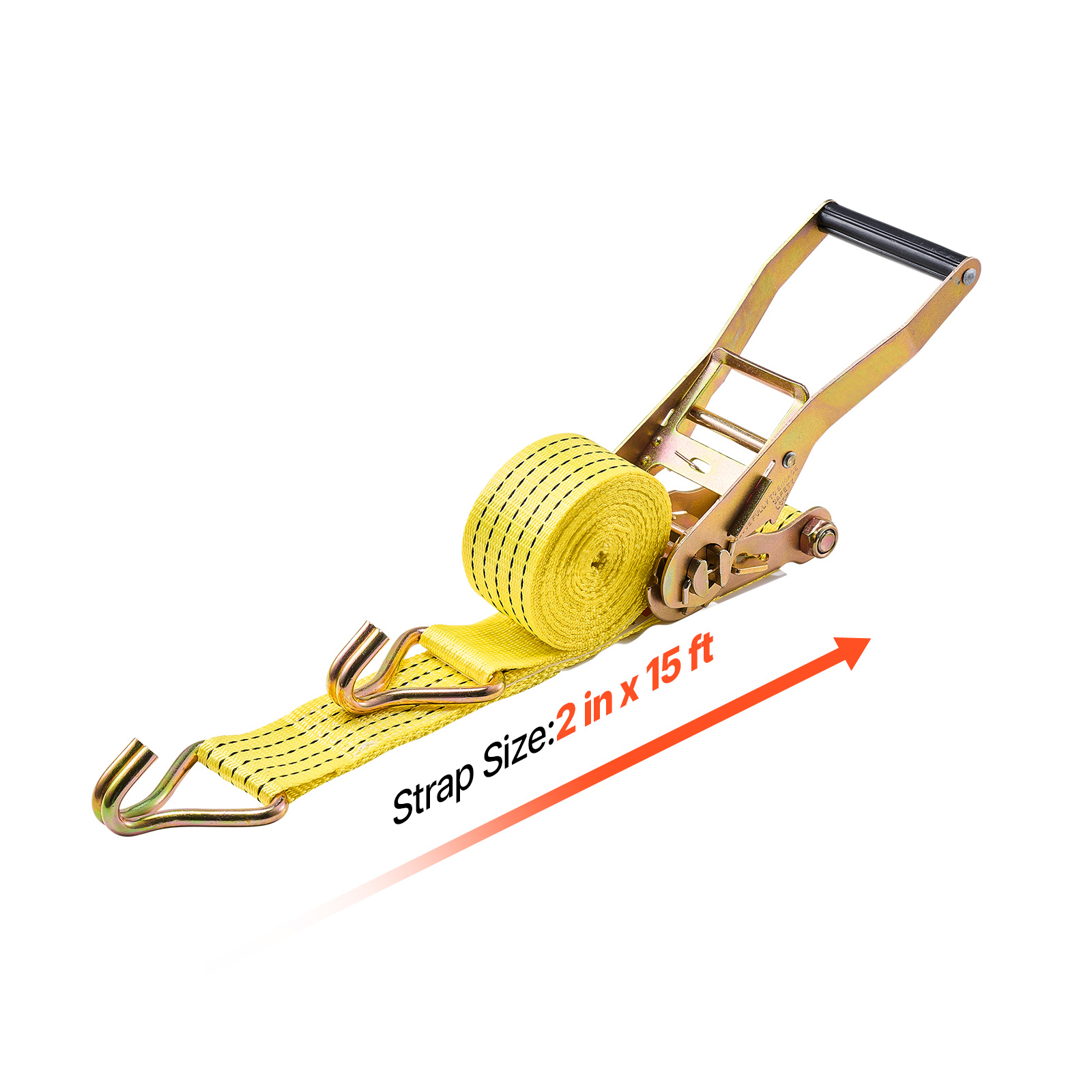 KFFKFF Heavy Duty Ratchet Straps, 2 in x 15 ft, Tie Down Straps with Double J Hooks, 5000 lbs Load Capacity, Carry Bag Included, Ideal for Securing Cargo, Trailers, Motorcycles, Kayaks, Car Roof