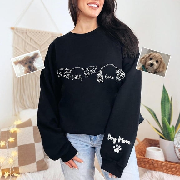 Personalized Pet Ear Outline Embroidered Dog Mom Gifts, Sweatshirt