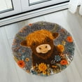 thumbnail image 5 of Latch Hook Rug Kit Cute Highland Cow in Flowers Stamped Handmade Round Shape Carpet Crochet Yarn Craft DIY Hook and Latch Door Mat Tapestry for Christmas Home Floor Decor 50x50cm(3), 5 of 7